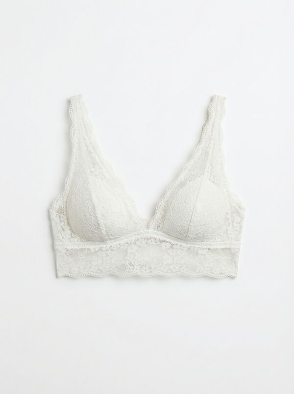 Women'secret White halterneck lace bralette beige