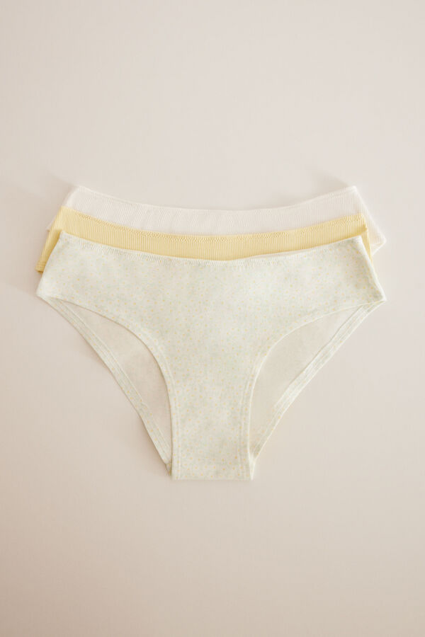 Womensecret 3-pack yellow wide-side panties printed