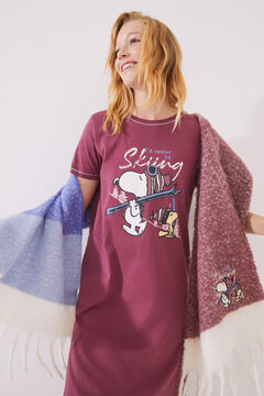 Womensecret Camisa de dormir midi Snoopy granate rosa