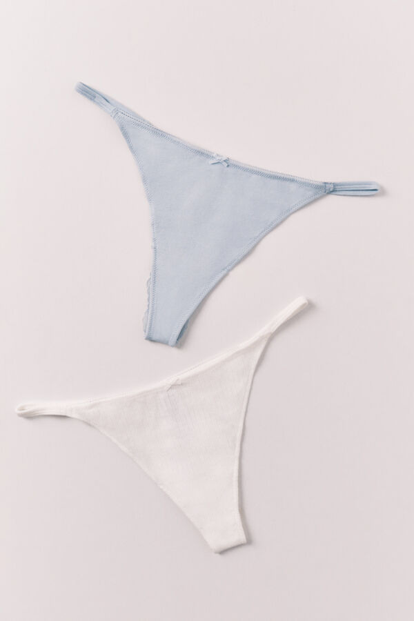 Women'secret Blue and yellow cotton thong 2-pack white