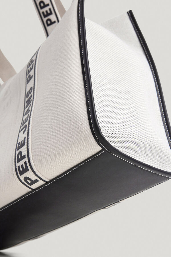 Pepe Jeans Bolsa tote com detalhes em efeito pele bege