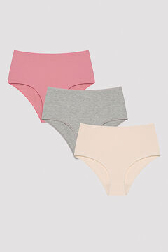 Womensecret Soft Color 3 Pack High Waist Slip Panties printed