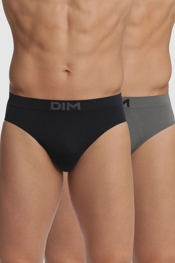 DIM Pack de 2 slips de hombre sin costuras de microfibra gris