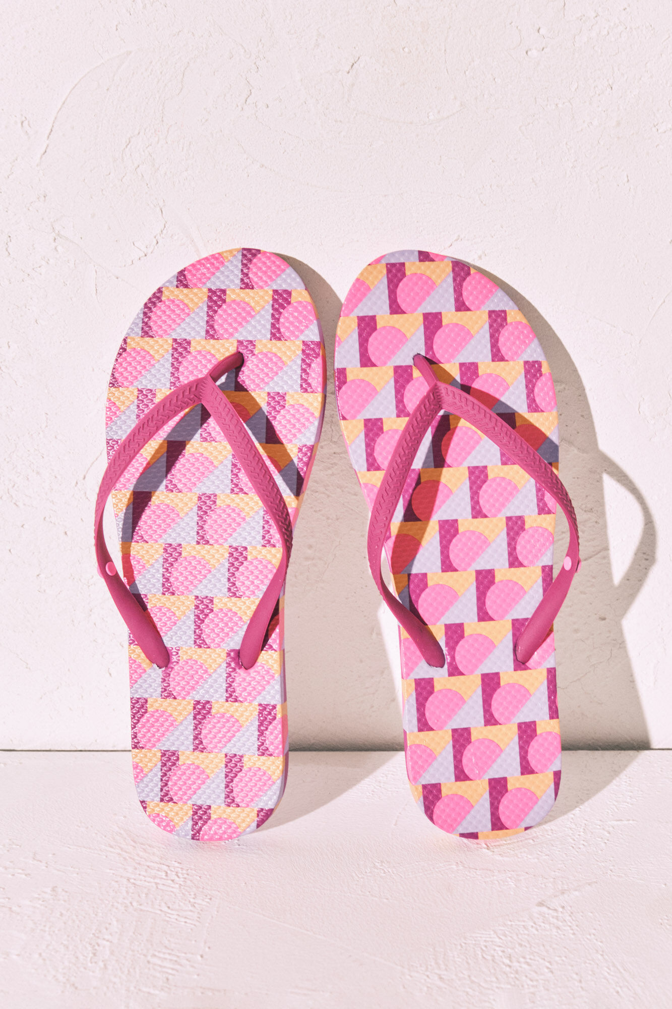 Women'secret Pink geometric print toe sandals