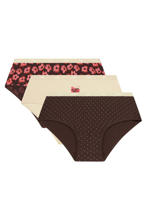 DIM Pacote com 3 boxers de algod&atilde;o el&aacute;stico com estampas estampado