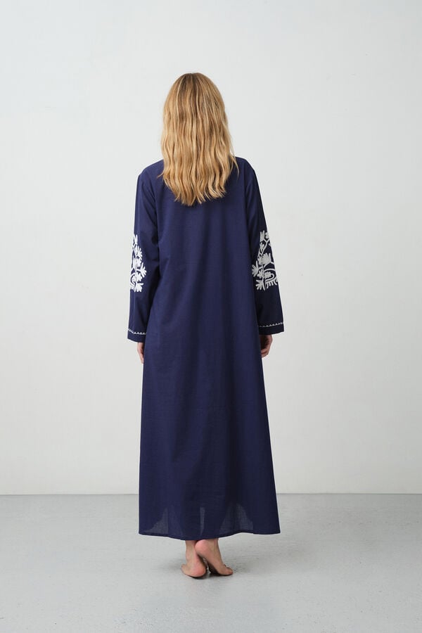 Womensecret Túnica larga algodón bordados azul