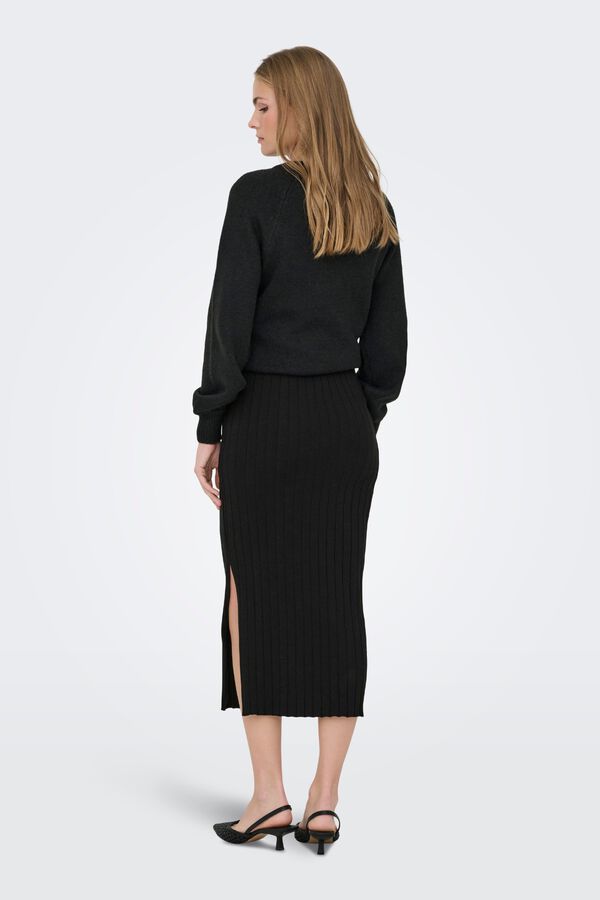 Only Maternity Maternity ribbed midi skirt black