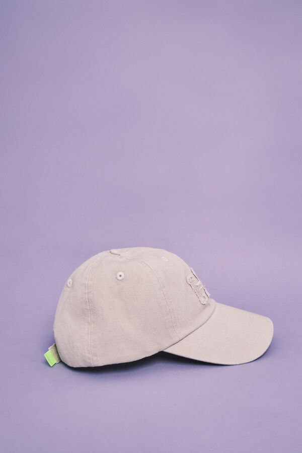 HI&BYE Beige cotton embroidered logo beanie nude