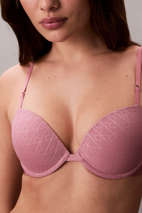 Calvin Klein Printed underwired push-up bra pink