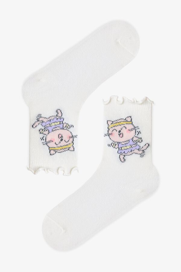 Penti Striped cat 3-pack ankle socks printed