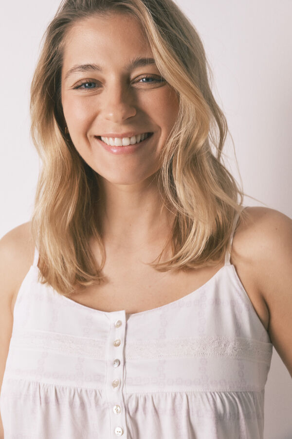 Women'secret Lilac cotton midi plaid maternity nightgown pink