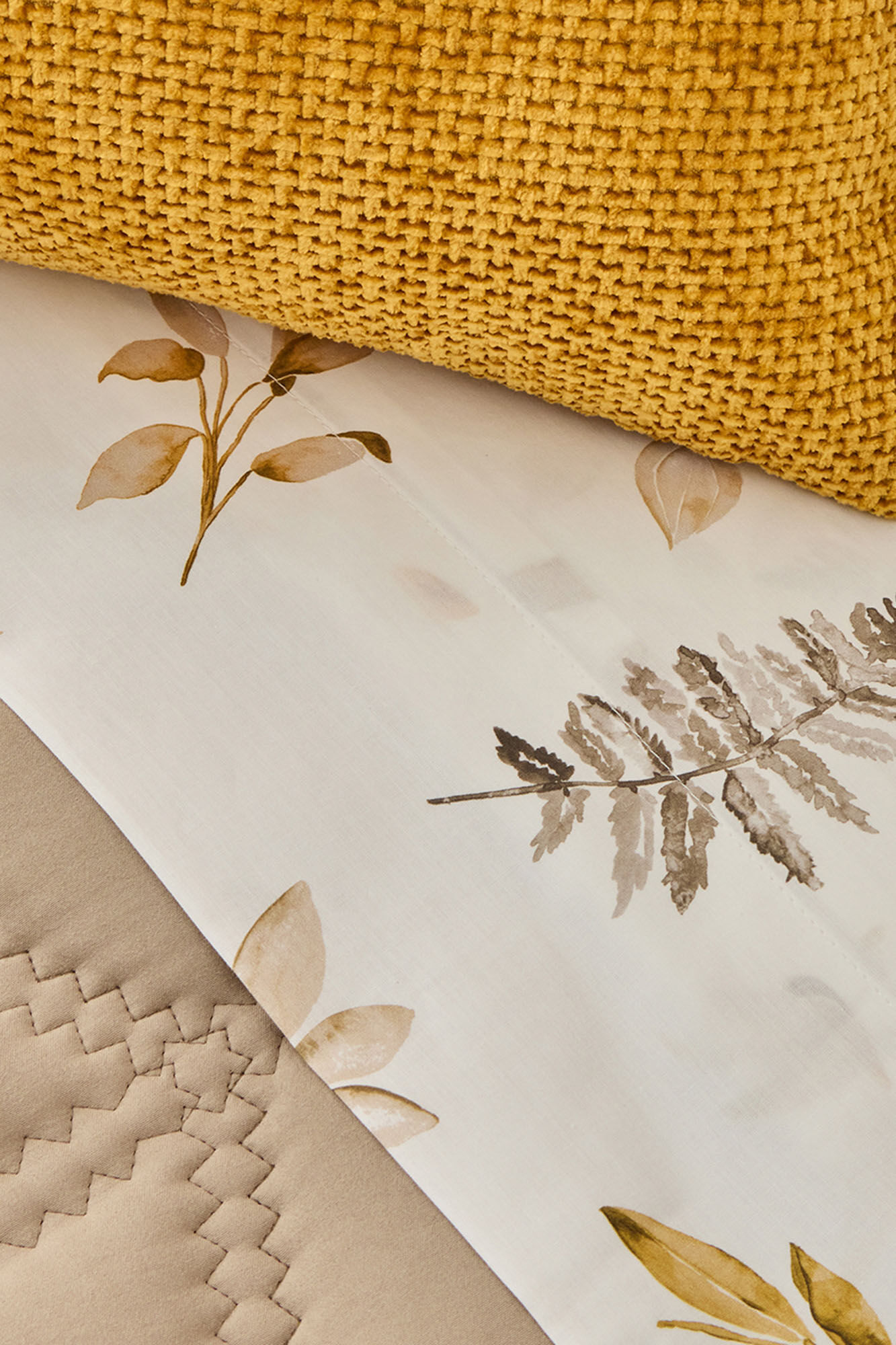 Textura Baumwolltuch Bl&auml;tter auf Zweig