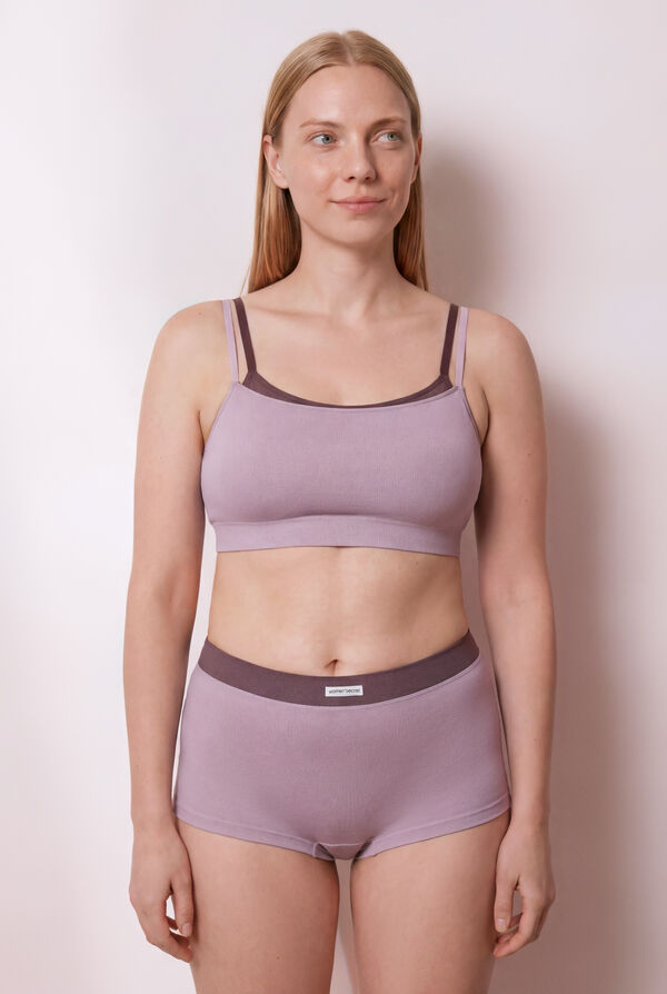 Women'secret Top sem costura canelado lil&aacute;s rosa