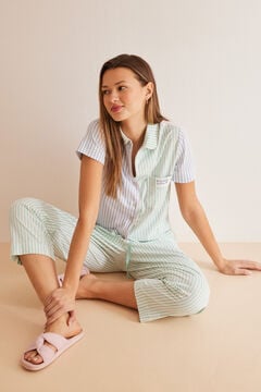 Womensecret Pijama camisero 100% algodón rayas estampado