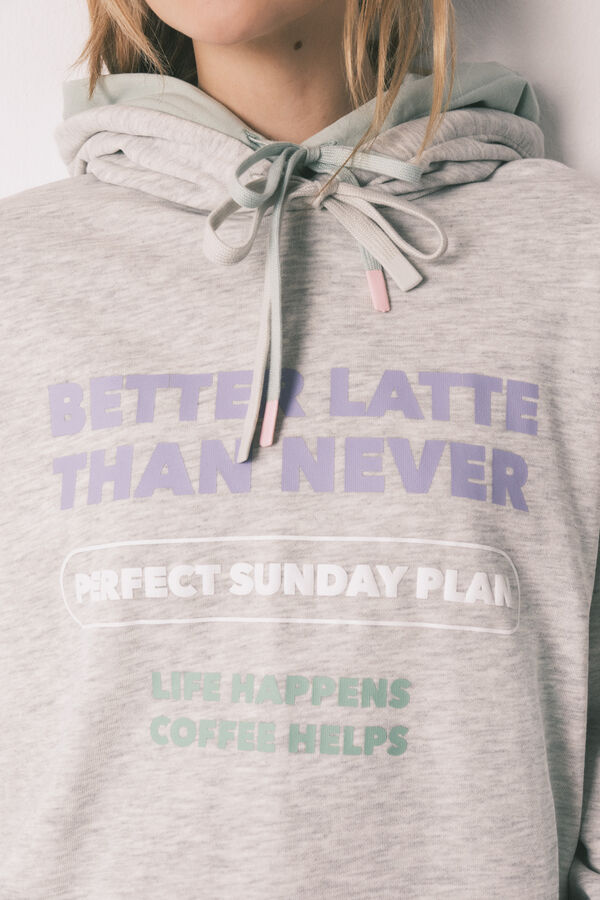 HI&BYE Grey cotton fleece hooded sweatshirt grey