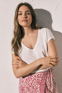 Women'secret White cotton ruched T-shirt