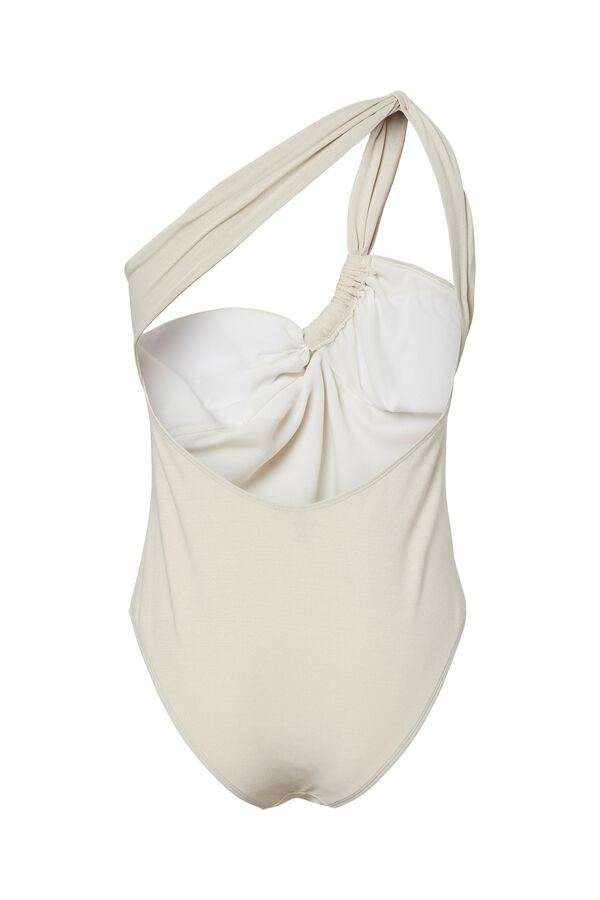 Pieces Maillot de bain en nylon brillant &agrave; une &eacute;paule blanc