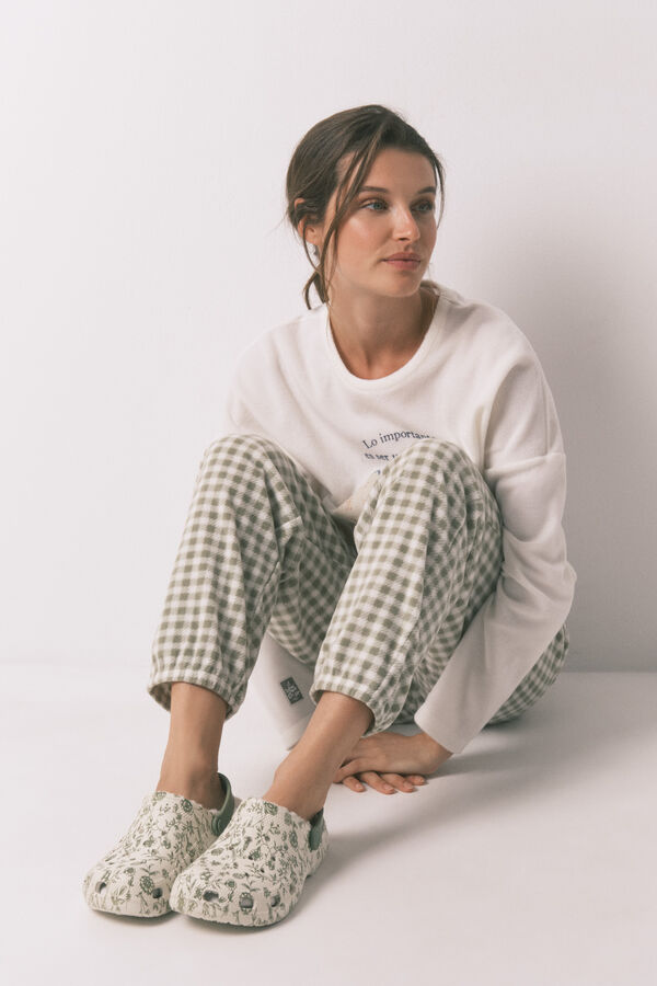 Women'secret Green floral clogs slippers green