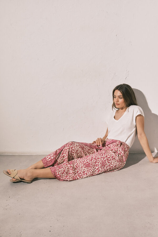 Women'secret Boho print fisherman trousers pink