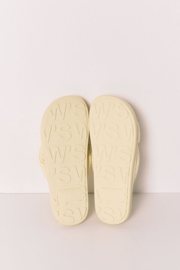Women'secret Yellow volume bow slippers printed