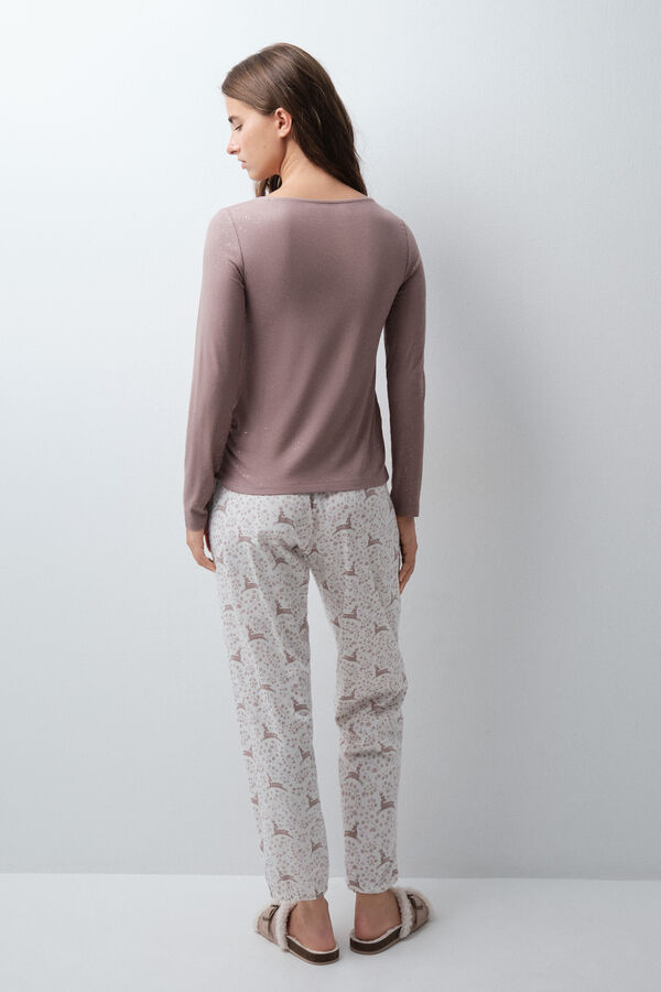 Women'secret Deer print long pyjamas nude
