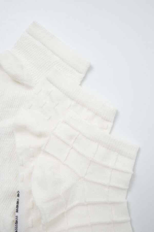 Women'secret White short textured 3-pack socks white