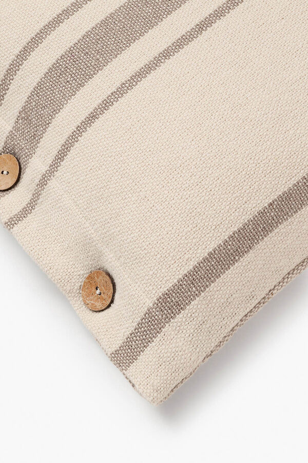 Calma House Sorento beige Streifen rechteckiger H&uuml;lle mit Kn&ouml;pfe mit Print