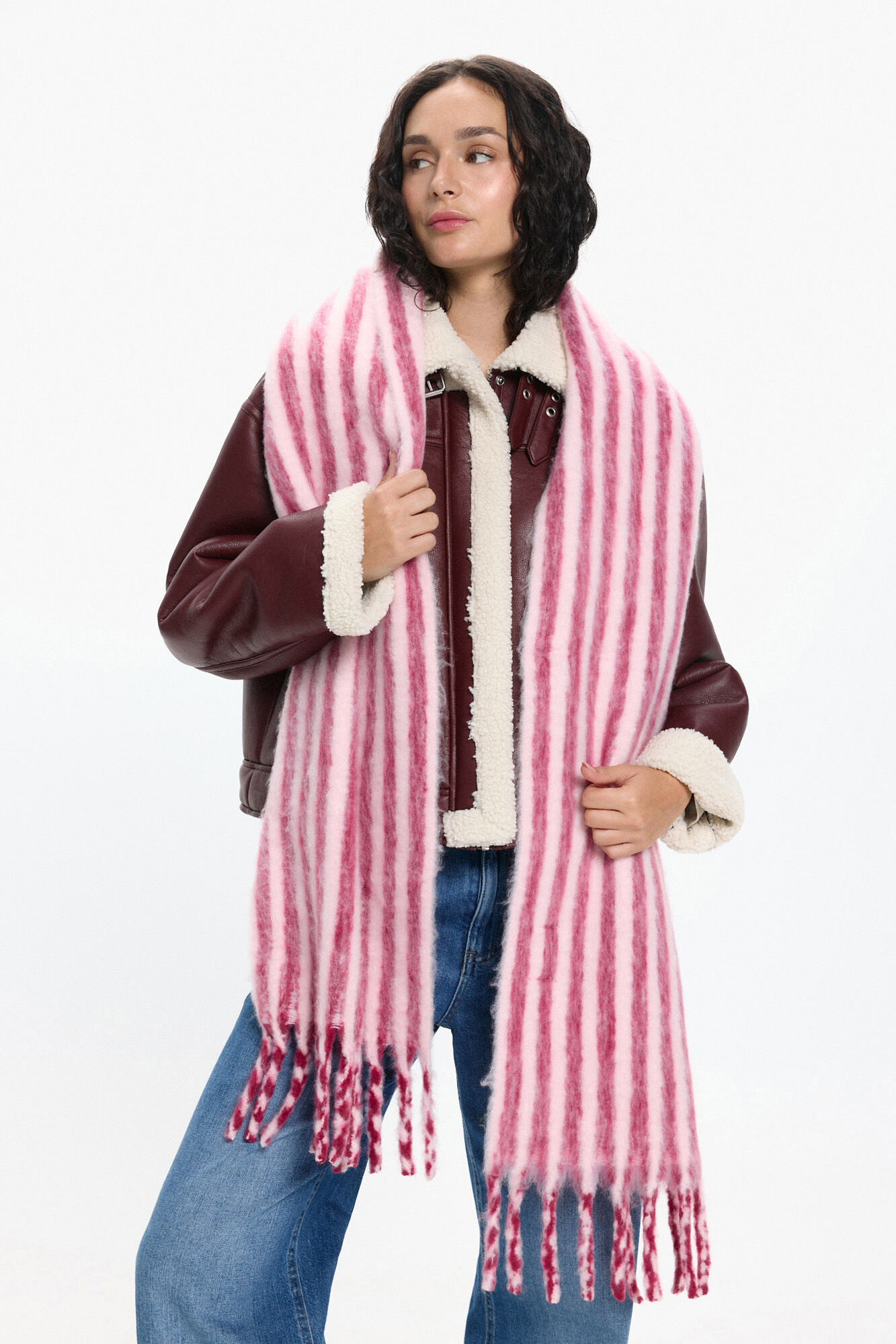 Pieces Bufanda Rayas Larga Flecos