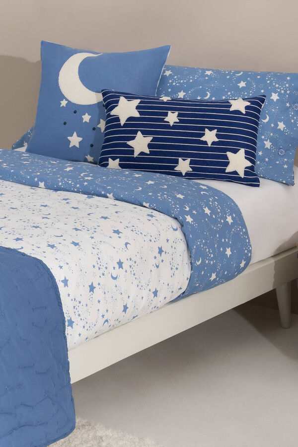 Womensecret Conjunto capa nórdica e capa almofada crianças algodão percal estrelas. Cama 80-90 cm. azul