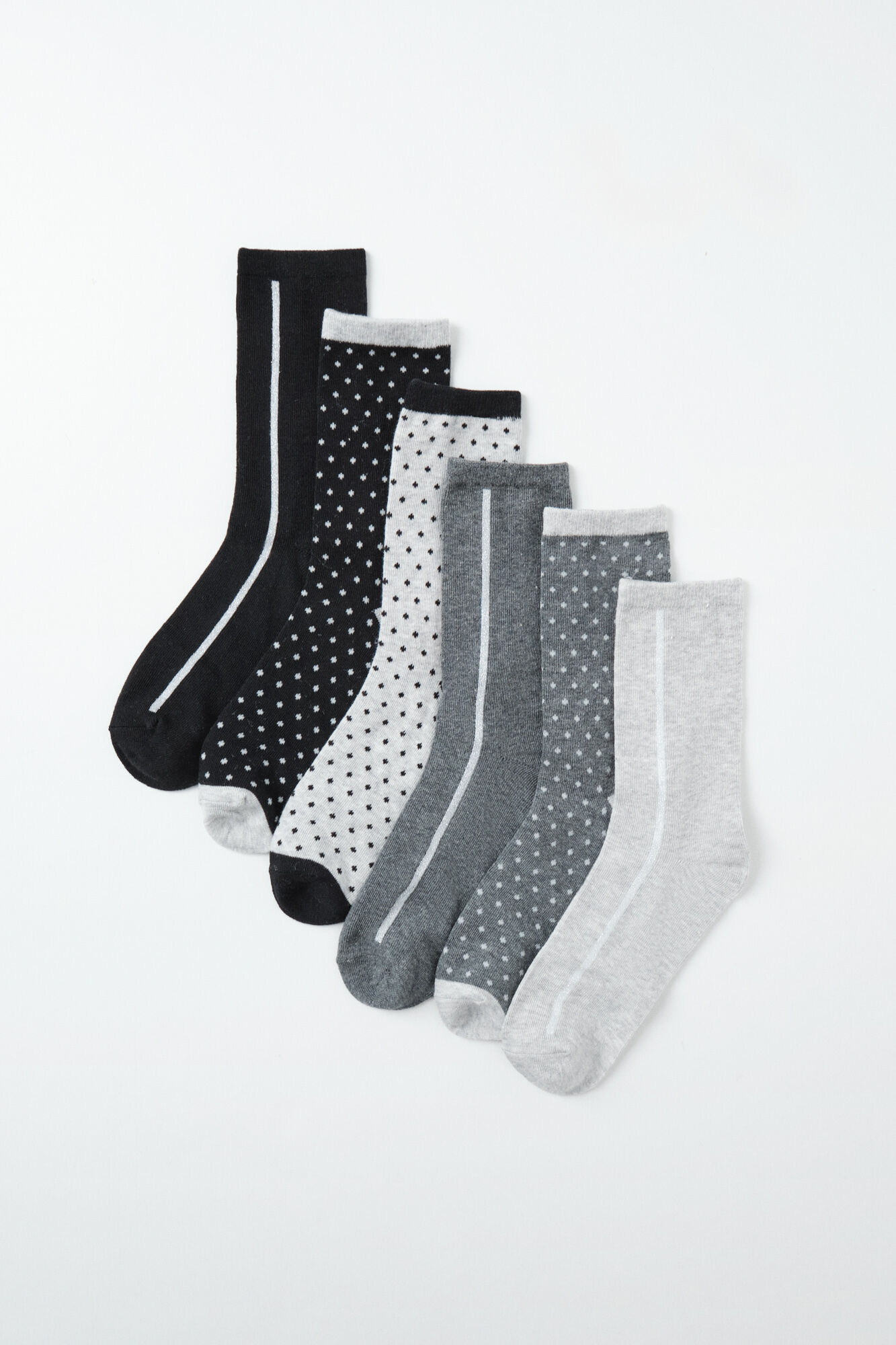 Women'secret Pack 6 polka-dots and lurex print socks