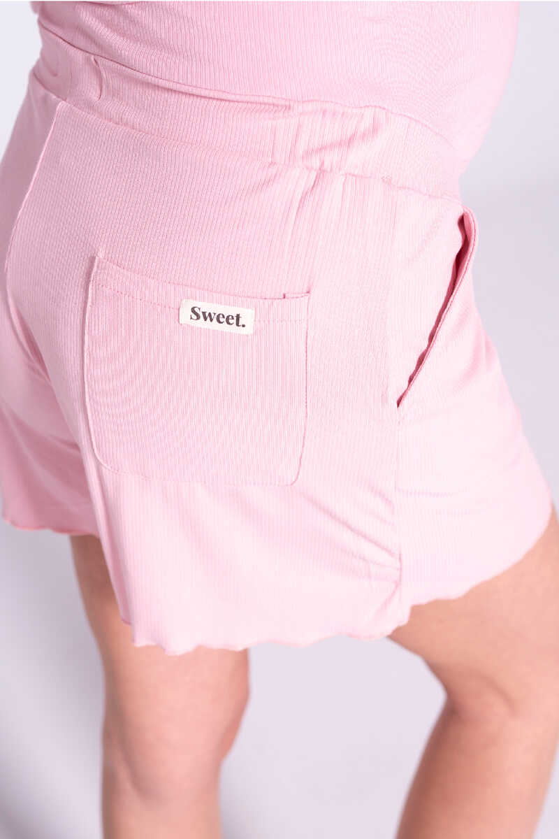 Womensecret Conjunto de roupas caneladas para andar por casa rosa