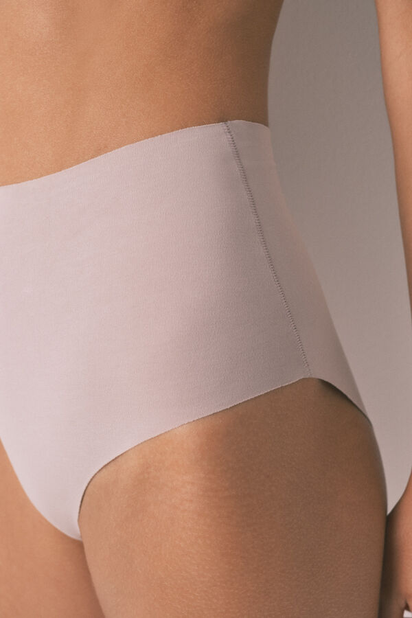 Women'secret Beige cotton high-waisted panty mink