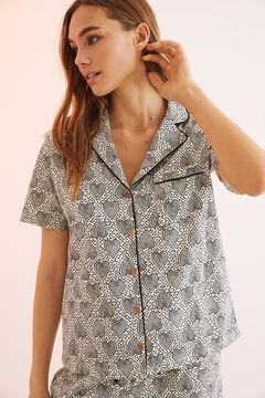 Womensecret Geometric print classic 100% cotton pyjamas beige