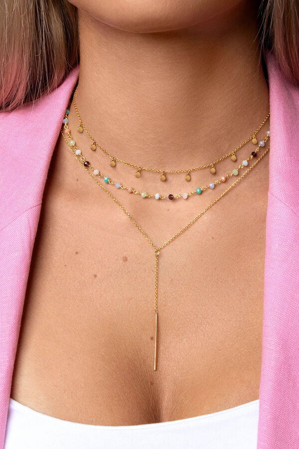 Womensecret Gold Colour Crystals Necklace imprimé