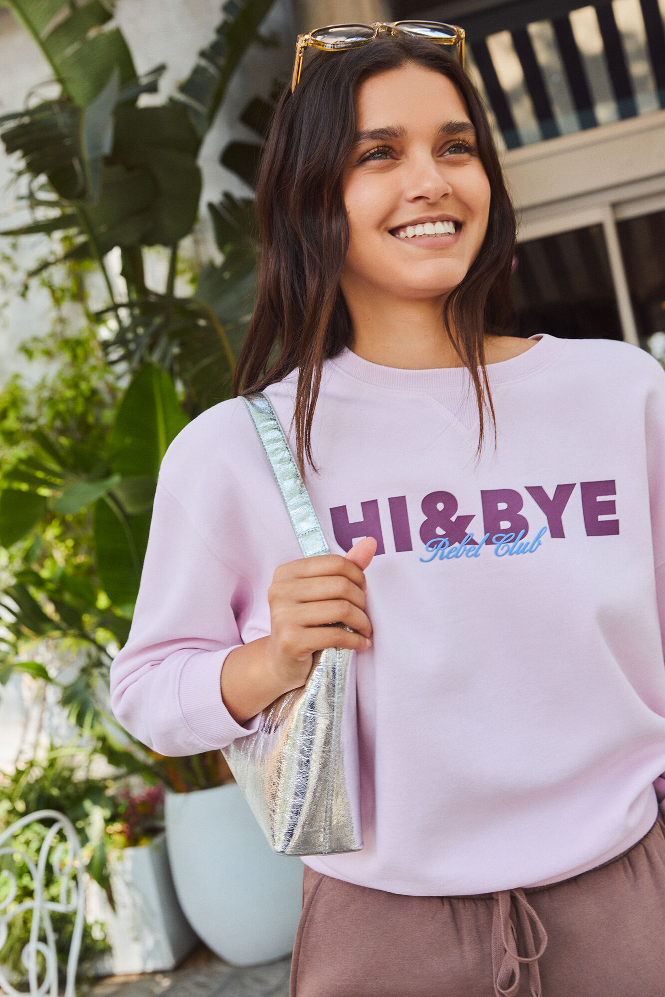 HI&BYE Plain pink plush sweatshirt