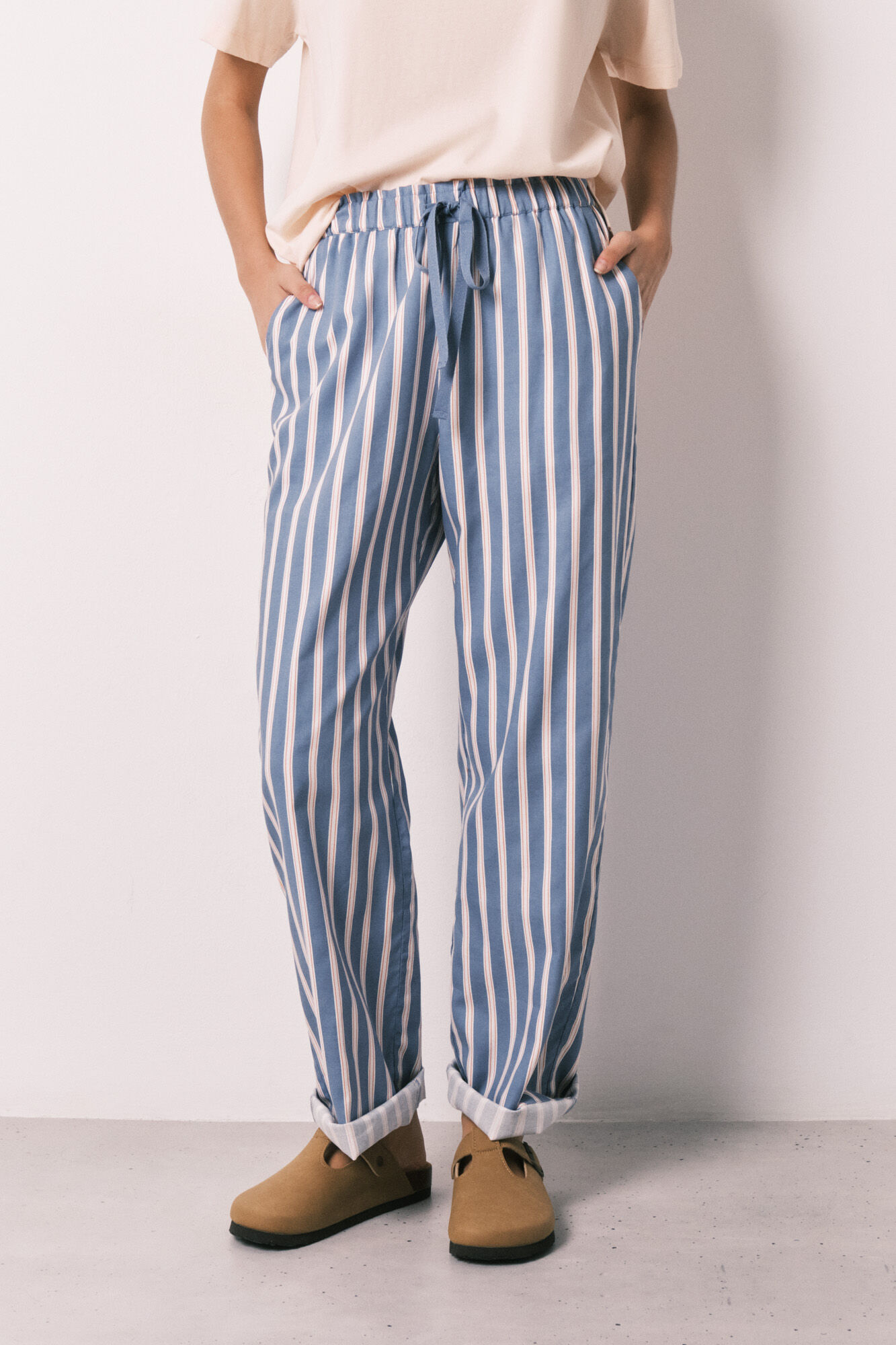Women'secret Striped viscose long trousers