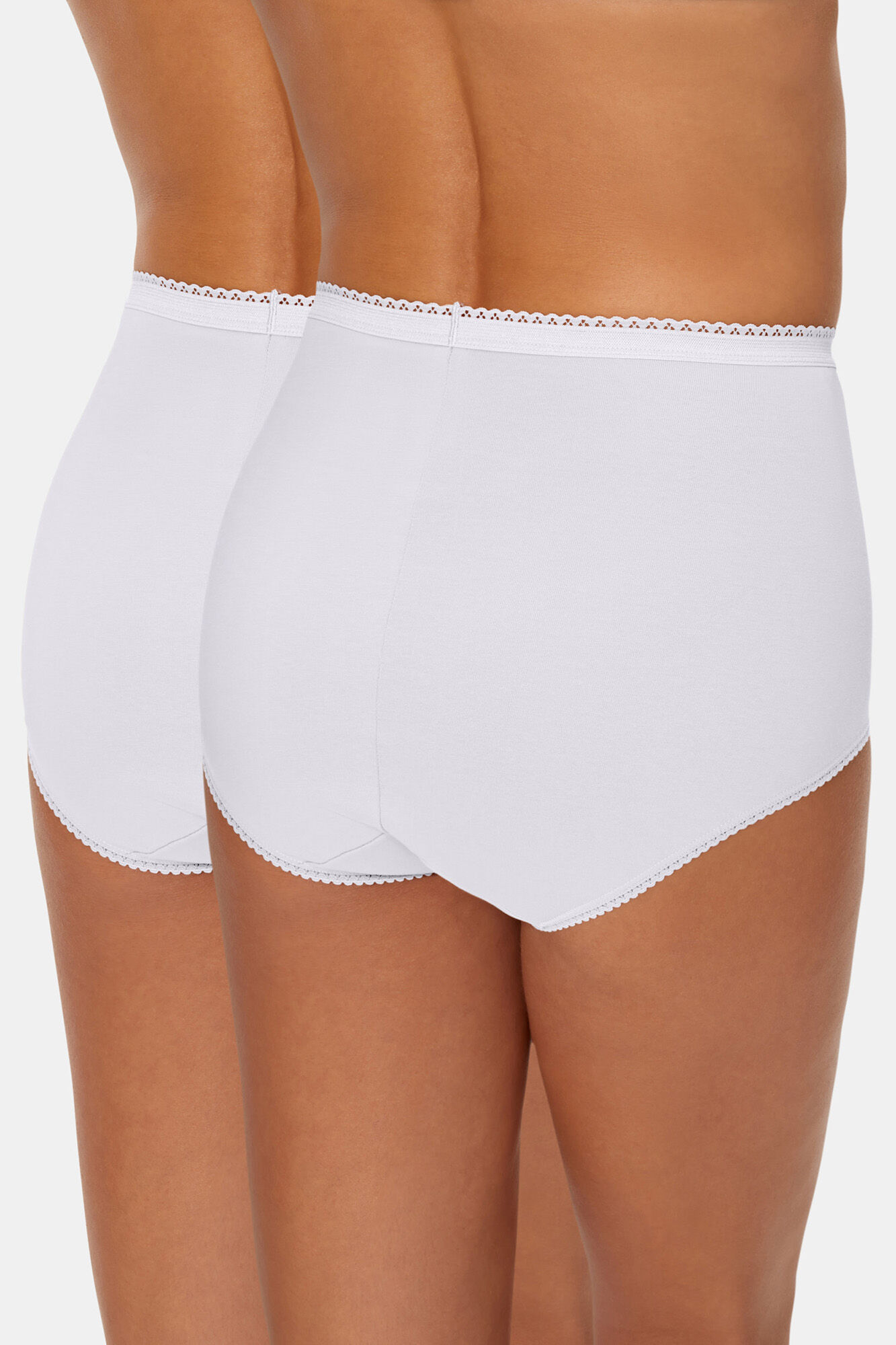 Playtex Pack de 2 bragas maxi de algod&oacute;n el&aacute;stico con encaje