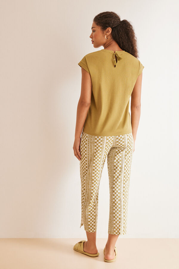 Womensecret Pyjama 100 % coton kaki capri  beige