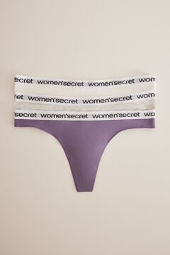 Womensecret 3er-Pack Strings Baumwolle Logo Weiß