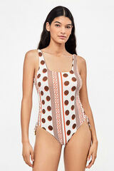 Gisela Square neckline geometric print swimwear white