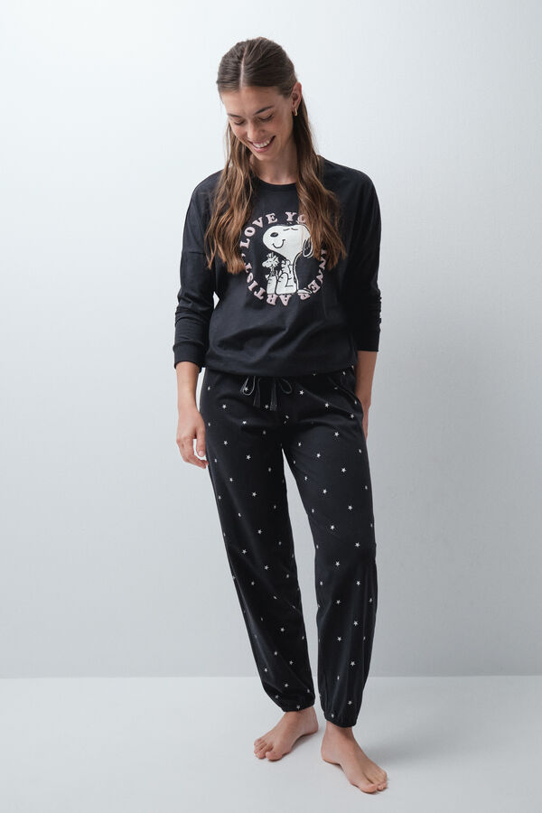 Women'secret Dark grey cotton long pyjamas Snoopy grey