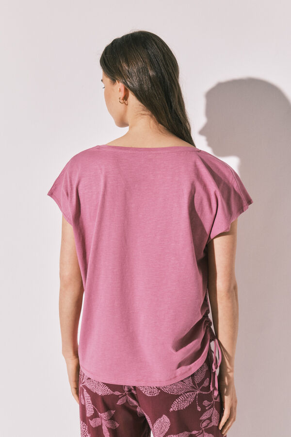 Women'secret Lilac cotton ruched T-shirt pink