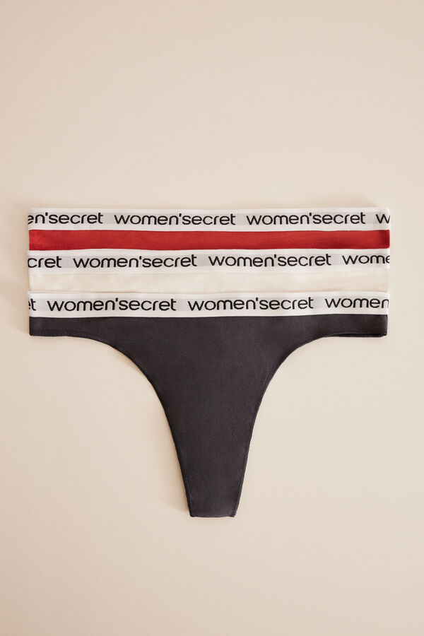 Womensecret Pakovanje od 3 para pamučnih tangica sa logotipom Print