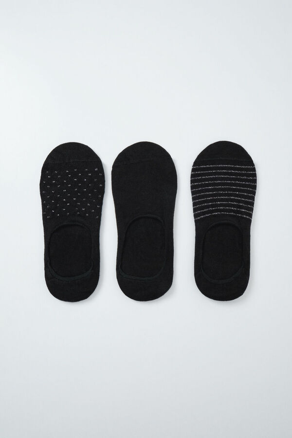 Women'secret 3-pack black cotton no-show socks black