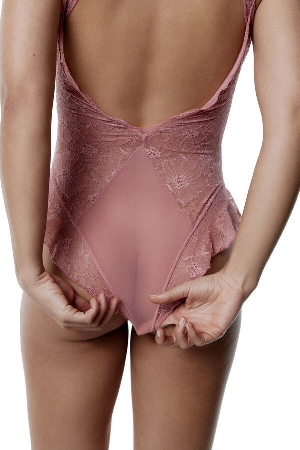 Black Limba Eclipse lace halterneck Bodysuit Roze