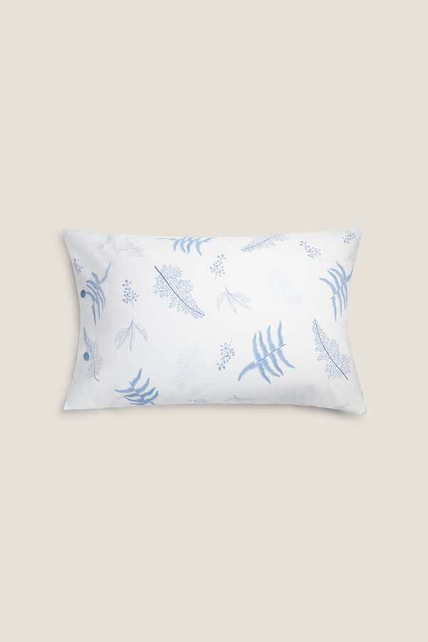 Womensecret Leaf print cotton pillowcase bleu