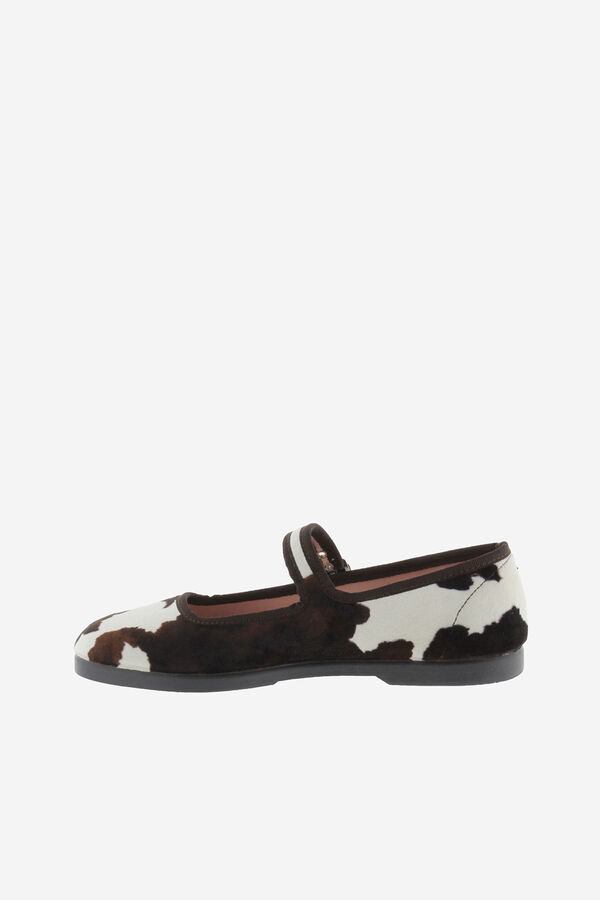 Victoria Bailarinas de veludo com estampa animal branco