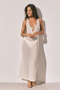 Women'secret Vestido comprido em crochet branco
