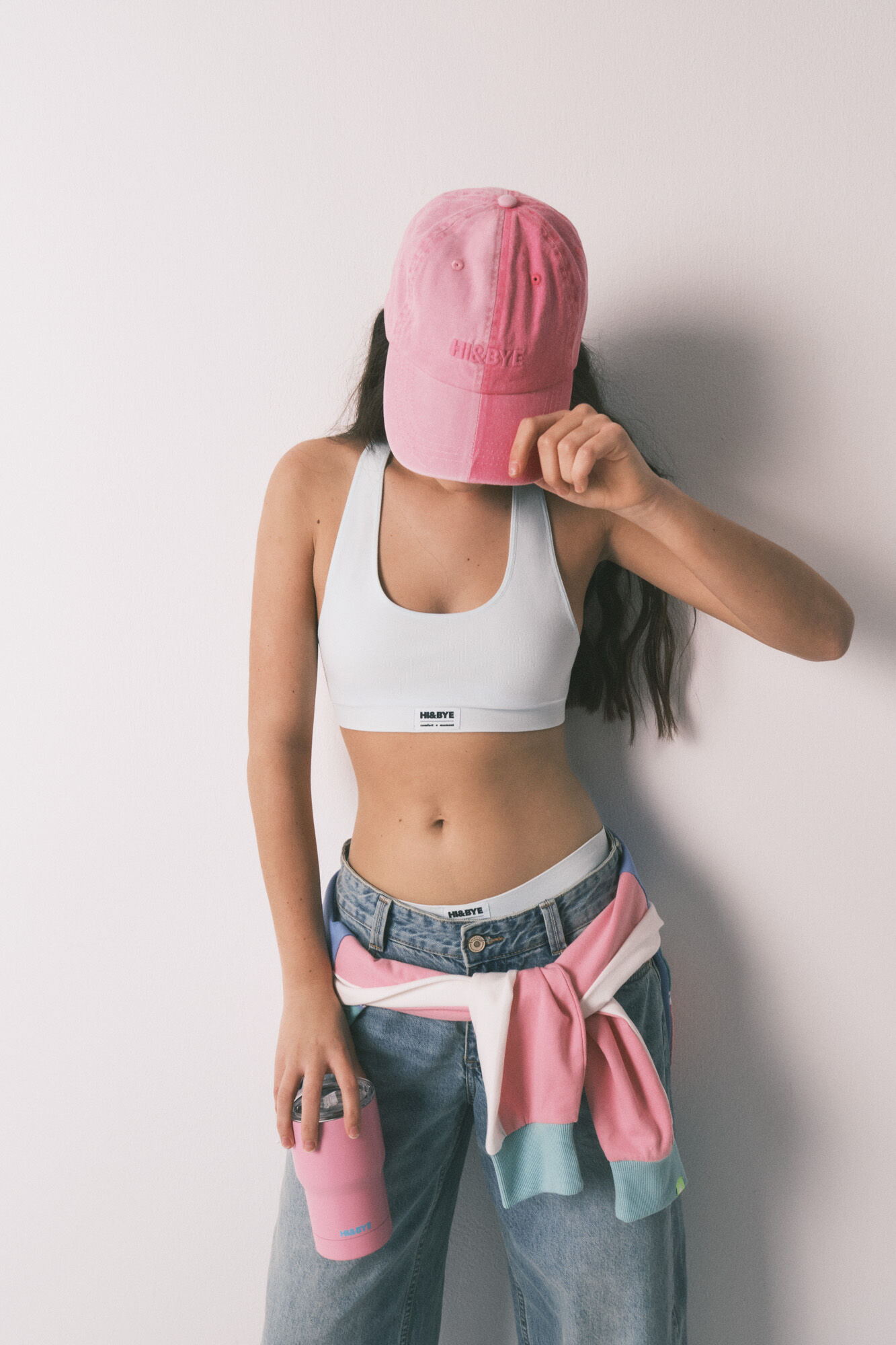 HI&BYE Pink logo thermos mug