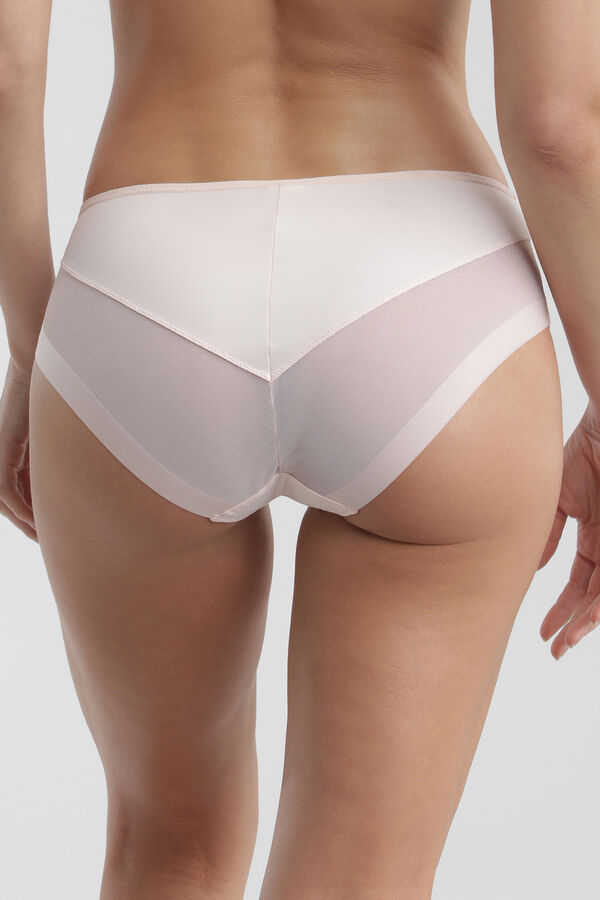 Womensecret Classic panty in soft microfibre with mesh details rózsaszín